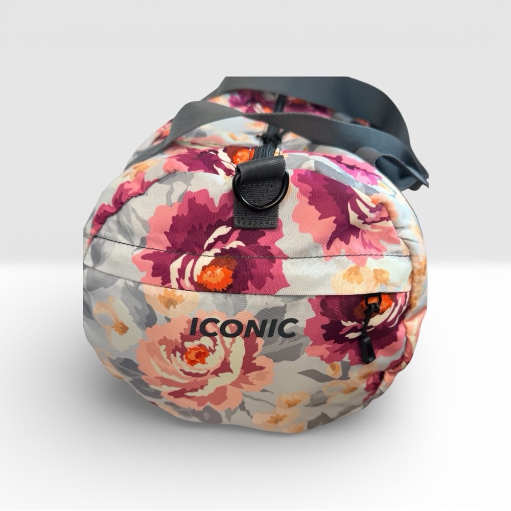 Vooray Iconic Duffel Floral Peony Pink Gray Gym Travel Bag - Picture 2 of 7